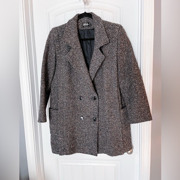 None Jackets & Blazers - Vintage Arlette Coat Womens MED Wool USA Confetti Tweed Designer 80s 90s